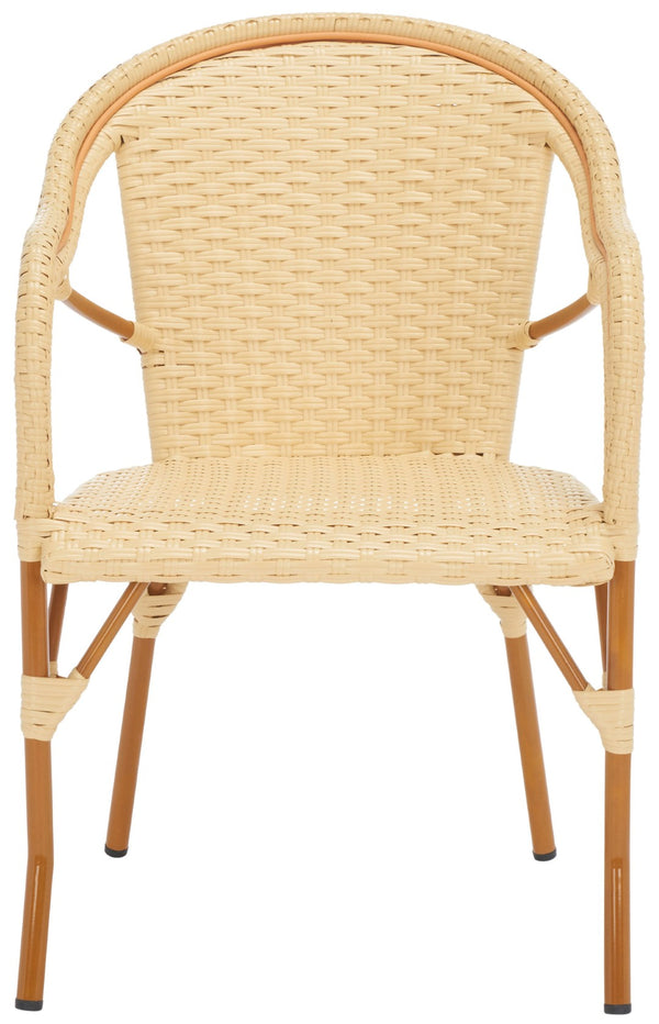 Safavieh CALIFORNIA Armchair - Coastal-Inspired Bistro Design for Elegant Outdoor Seating & Relaxation Natural PAT7531A-SET2