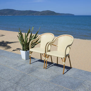 Safavieh CALIFORNIA Armchair - Coastal-Inspired Bistro Design for Elegant Outdoor Seating & Relaxation Natural PAT7531A-SET2