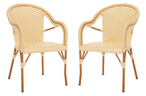 Safavieh CALIFORNIA Armchair - Coastal-Inspired Bistro Design for Elegant Outdoor Seating & Relaxation Natural PAT7531A-SET2