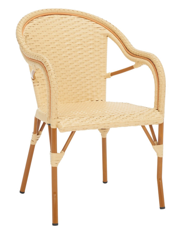 Safavieh CALIFORNIA Armchair - Coastal-Inspired Bistro Design for Elegant Outdoor Seating & Relaxation Natural PAT7531A-SET2
