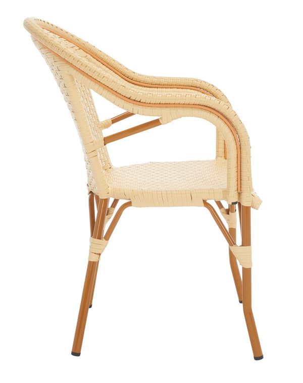 Safavieh CALIFORNIA Armchair - Coastal-Inspired Bistro Design for Elegant Outdoor Seating & Relaxation Natural PAT7531A-SET2