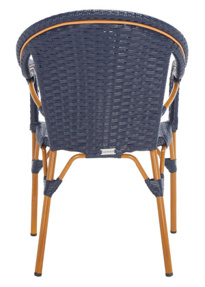 Safavieh CALIFORNIA Armchair - Coastal-Inspired Bistro Design for Elegant Outdoor Seating & Relaxation Navy PAT7531B-SET2