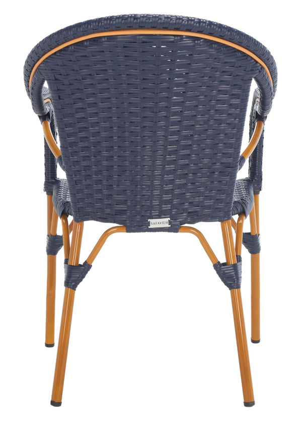 Safavieh CALIFORNIA Armchair - Coastal-Inspired Bistro Design for Elegant Outdoor Seating & Relaxation Navy PAT7531B-SET2