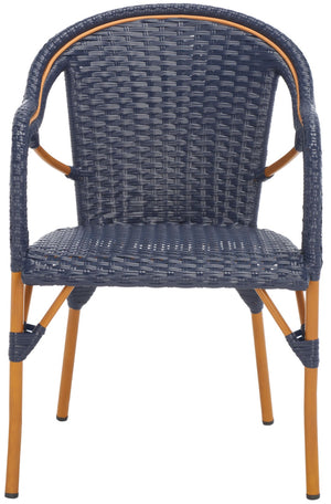 Safavieh CALIFORNIA Armchair - Coastal-Inspired Bistro Design for Elegant Outdoor Seating & Relaxation Navy PAT7531B-SET2