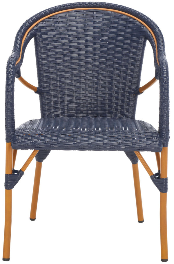 Safavieh CALIFORNIA Armchair - Coastal-Inspired Bistro Design for Elegant Outdoor Seating & Relaxation Navy PAT7531B-SET2