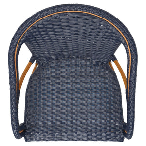 Safavieh CALIFORNIA Armchair - Coastal-Inspired Bistro Design for Elegant Outdoor Seating & Relaxation Navy PAT7531B-SET2