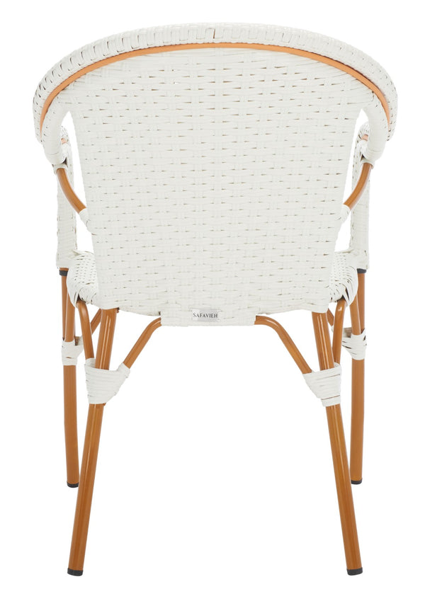 Safavieh CALIFORNIA Armchair - Coastal-Inspired Bistro Design for Elegant Outdoor Seating & Relaxation White PAT7531C-SET2