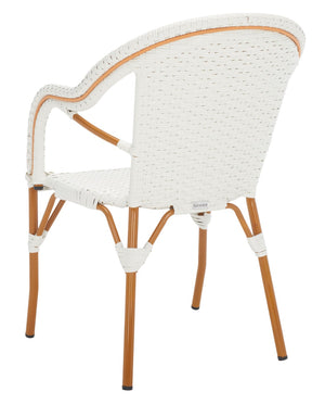 Safavieh CALIFORNIA Armchair - Coastal-Inspired Bistro Design for Elegant Outdoor Seating & Relaxation White PAT7531C-SET2