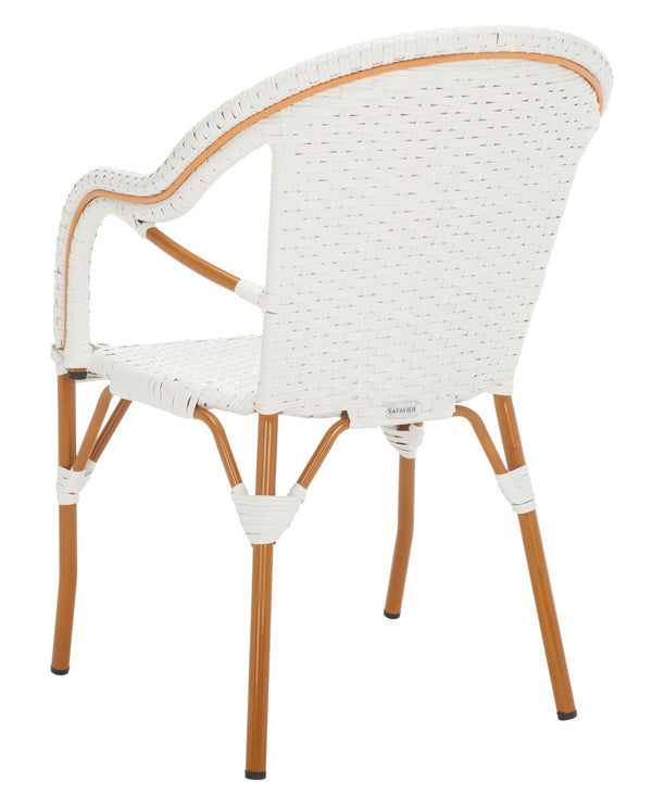 Safavieh CALIFORNIA Armchair - Coastal-Inspired Bistro Design for Elegant Outdoor Seating & Relaxation White PAT7531C-SET2