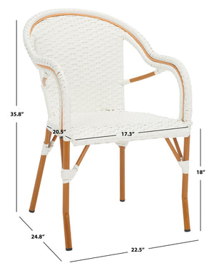 Safavieh CALIFORNIA Armchair - Coastal-Inspired Bistro Design for Elegant Outdoor Seating & Relaxation White PAT7531C-SET2
