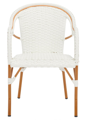 Safavieh CALIFORNIA Armchair - Coastal-Inspired Bistro Design for Elegant Outdoor Seating & Relaxation White PAT7531C-SET2