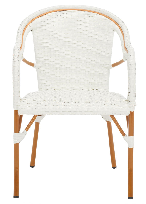 Safavieh CALIFORNIA Armchair - Coastal-Inspired Bistro Design for Elegant Outdoor Seating & Relaxation White PAT7531C-SET2