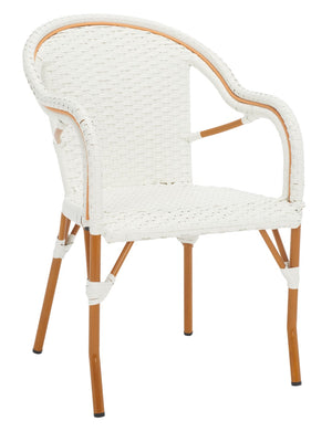 Safavieh CALIFORNIA Armchair - Coastal-Inspired Bistro Design for Elegant Outdoor Seating & Relaxation White PAT7531C-SET2