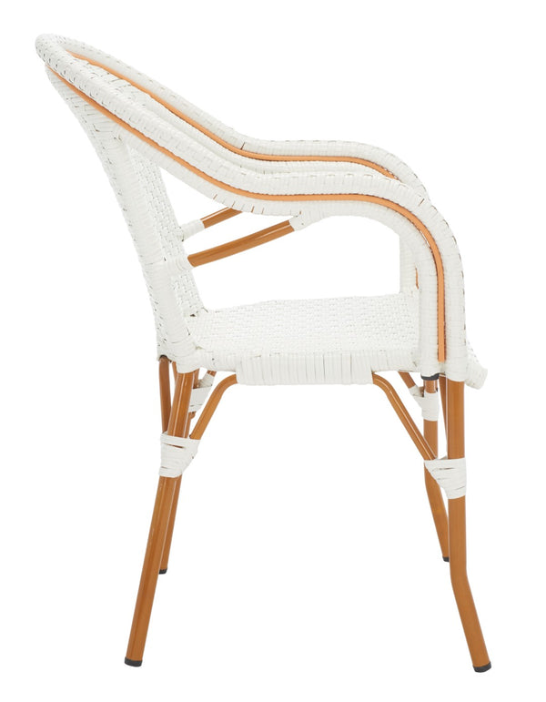 Safavieh CALIFORNIA Armchair - Coastal-Inspired Bistro Design for Elegant Outdoor Seating & Relaxation White PAT7531C-SET2