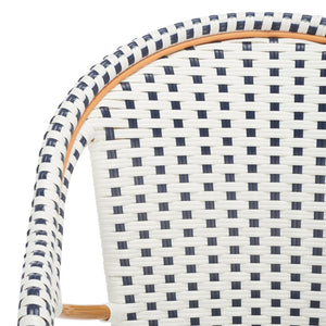 Safavieh CALIFORNIA Armchair - Coastal-Inspired Bistro Design for Elegant Outdoor Seating & Relaxation White / Navy PAT7531D-SET2