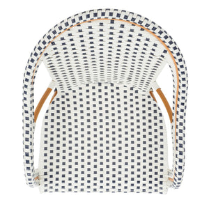Safavieh CALIFORNIA Armchair - Coastal-Inspired Bistro Design for Elegant Outdoor Seating & Relaxation White / Navy PAT7531D-SET2