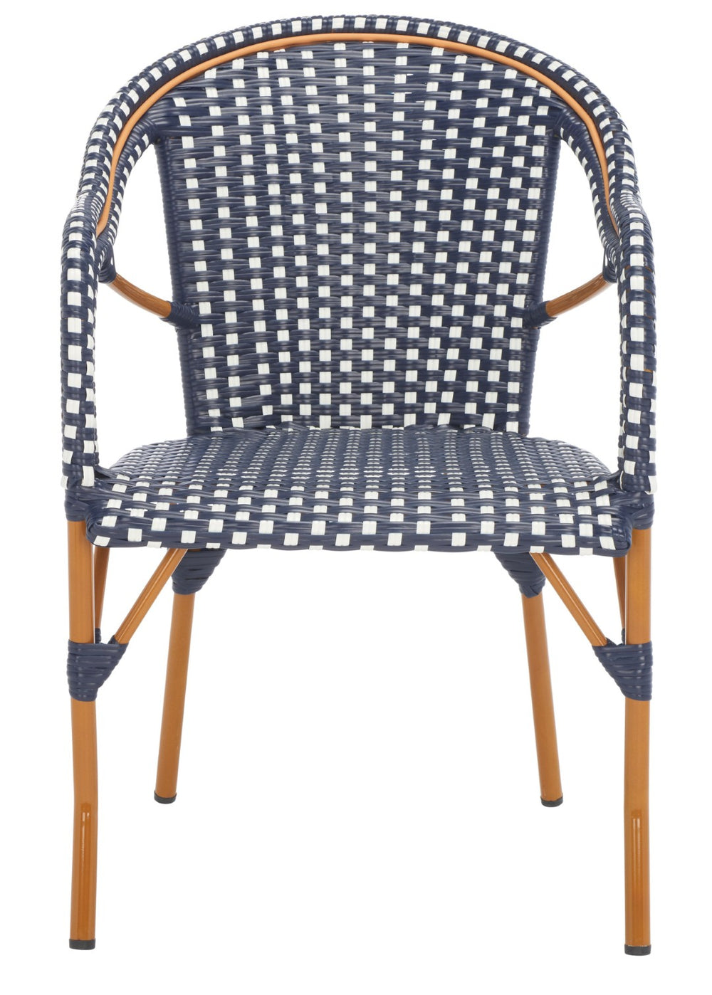 Safavieh CALIFORNIA Armchair - Coastal-Inspired Bistro Design for Elegant Outdoor Seating & Relaxation Navy / White PAT7531E-SET2