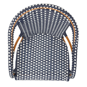 Safavieh CALIFORNIA Armchair - Coastal-Inspired Bistro Design for Elegant Outdoor Seating & Relaxation Navy / White PAT7531E-SET2