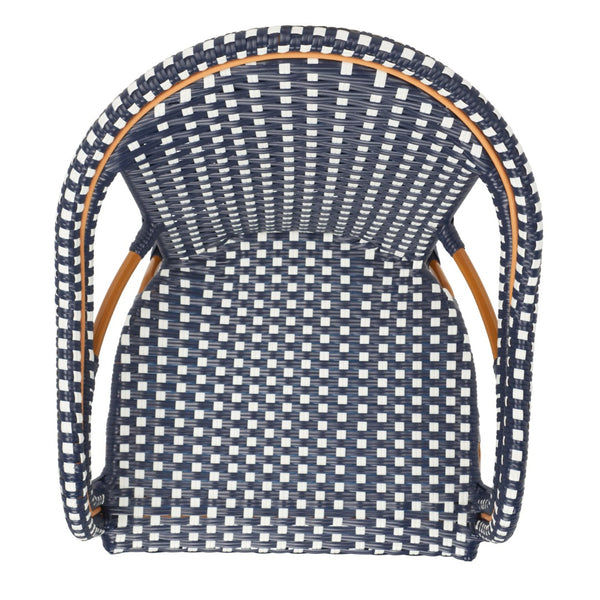 Safavieh CALIFORNIA Armchair - Coastal-Inspired Bistro Design for Elegant Outdoor Seating & Relaxation Navy / White PAT7531E-SET2