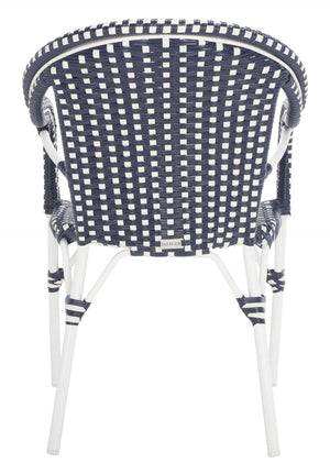 Safavieh CALIFORNIA Armchair - Coastal-Inspired Bistro Design for Elegant Outdoor Seating & Relaxation Navy / Navy PAT7531F-SET2