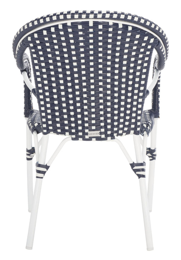 Safavieh CALIFORNIA Armchair - Coastal-Inspired Bistro Design for Elegant Outdoor Seating & Relaxation Navy / Navy PAT7531F-SET2