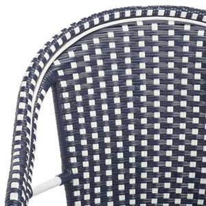 Safavieh CALIFORNIA Armchair - Coastal-Inspired Bistro Design for Elegant Outdoor Seating & Relaxation Navy / Navy PAT7531F-SET2
