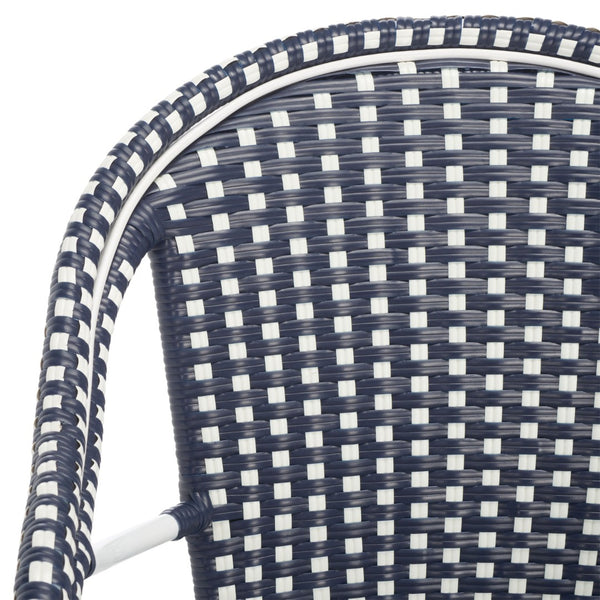 Safavieh CALIFORNIA Armchair - Coastal-Inspired Bistro Design for Elegant Outdoor Seating & Relaxation Navy / Navy PAT7531F-SET2