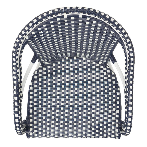 Safavieh CALIFORNIA Armchair - Coastal-Inspired Bistro Design for Elegant Outdoor Seating & Relaxation Navy / Navy PAT7531F-SET2