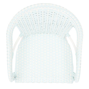 Safavieh CALIFORNIA Armchair - Coastal-Inspired Bistro Design for Elegant Outdoor Seating & Relaxation Baby Blue / White PAT7531G-SET2