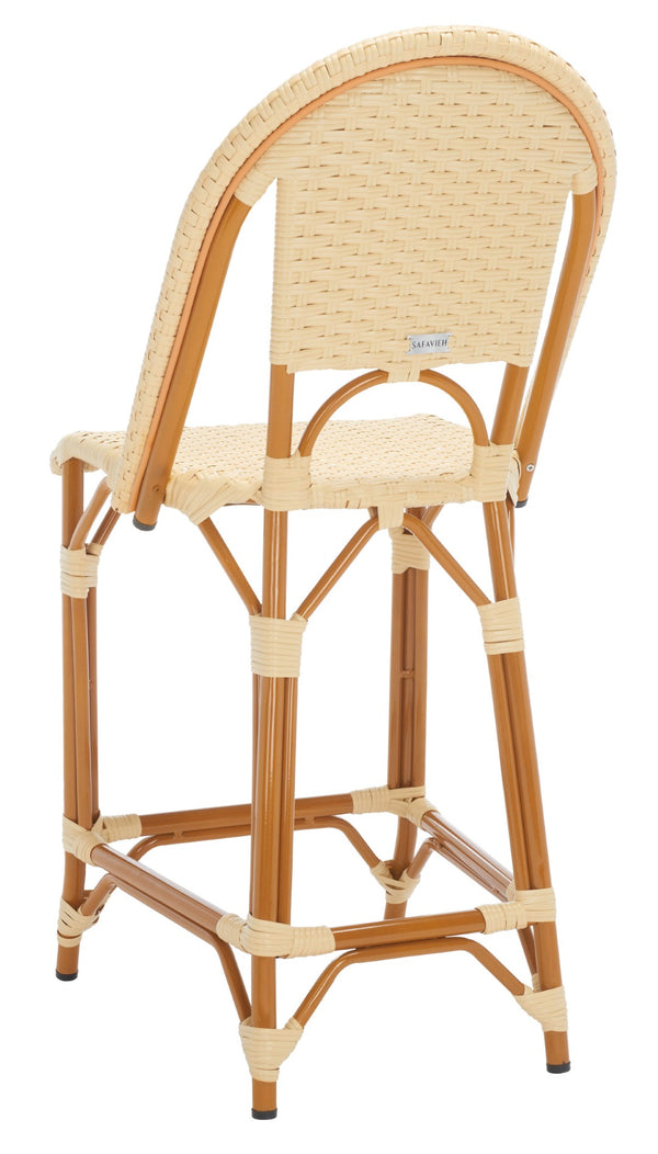 Safavieh CALIFORNIA Counter Stool - Stylish Outdoor Dining Chair with Ergonomic Design for All-Weather Use Natural PAT7532A