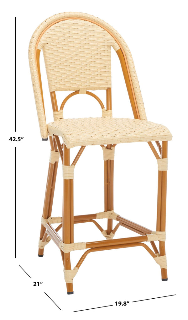 Safavieh CALIFORNIA Counter Stool - Stylish Outdoor Dining Chair with Ergonomic Design for All-Weather Use Natural PAT7532A