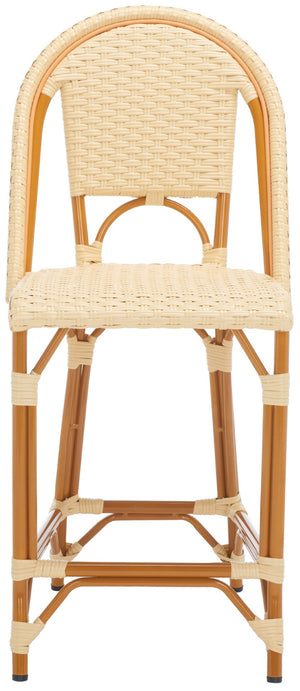 Safavieh CALIFORNIA Counter Stool - Stylish Outdoor Dining Chair with Ergonomic Design for All-Weather Use Natural PAT7532A