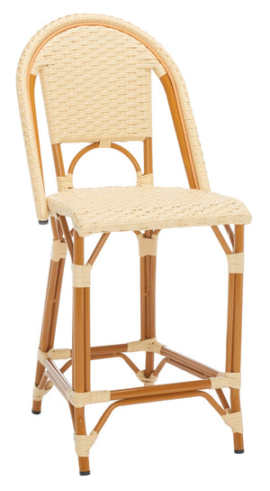 Safavieh CALIFORNIA Counter Stool - Stylish Outdoor Dining Chair with Ergonomic Design for All-Weather Use Natural PAT7532A