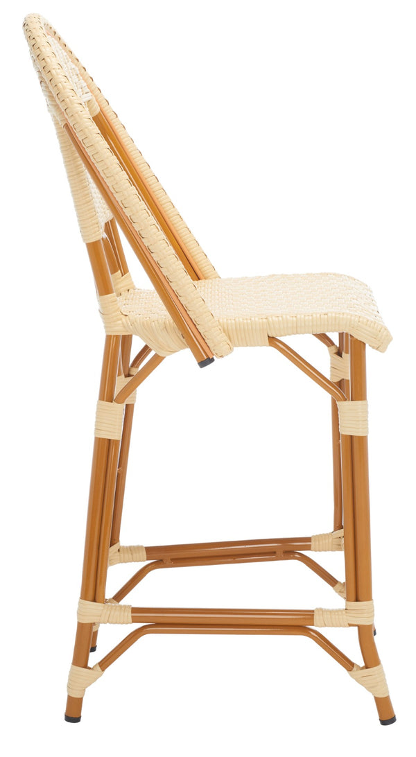 Safavieh CALIFORNIA Counter Stool - Stylish Outdoor Dining Chair with Ergonomic Design for All-Weather Use Natural PAT7532A