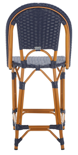 Safavieh CALIFORNIA Counter Stool - Stylish Outdoor Dining Chair with Ergonomic Design for All-Weather Use Navy PAT7532B