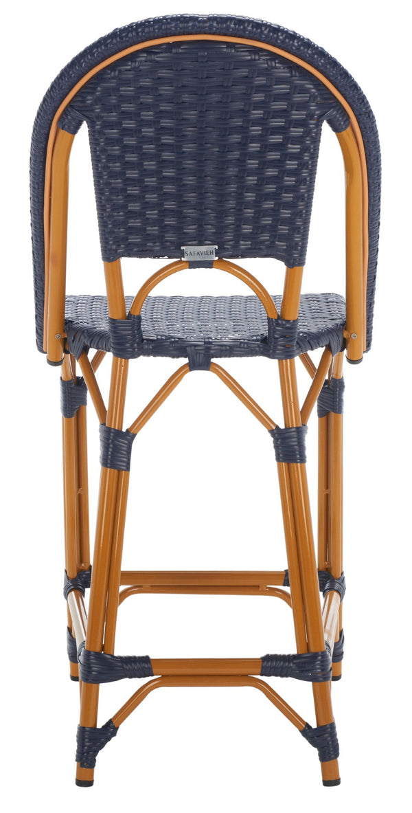 Safavieh CALIFORNIA Counter Stool - Stylish Outdoor Dining Chair with Ergonomic Design for All-Weather Use Navy PAT7532B