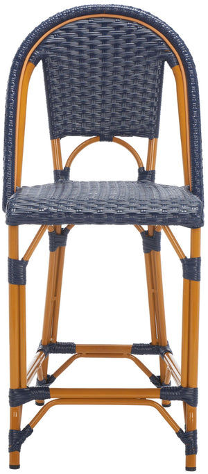 Safavieh CALIFORNIA Counter Stool - Stylish Outdoor Dining Chair with Ergonomic Design for All-Weather Use Navy PAT7532B