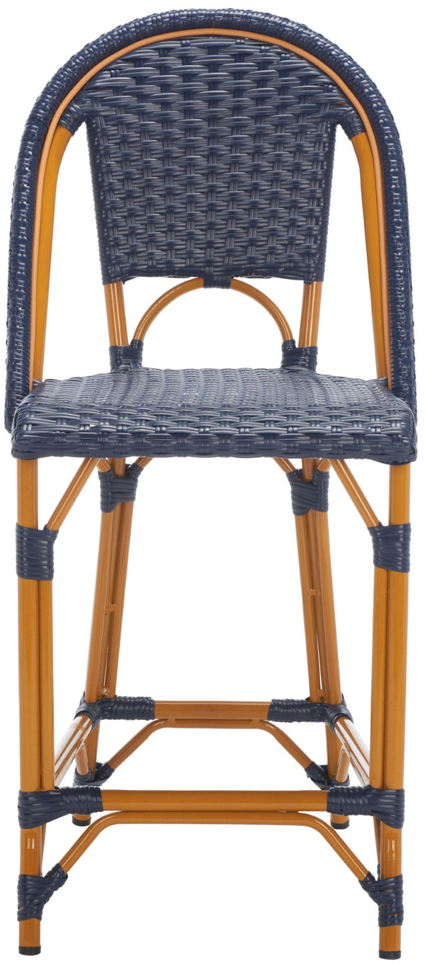 Safavieh CALIFORNIA Counter Stool - Stylish Outdoor Dining Chair with Ergonomic Design for All-Weather Use Navy PAT7532B