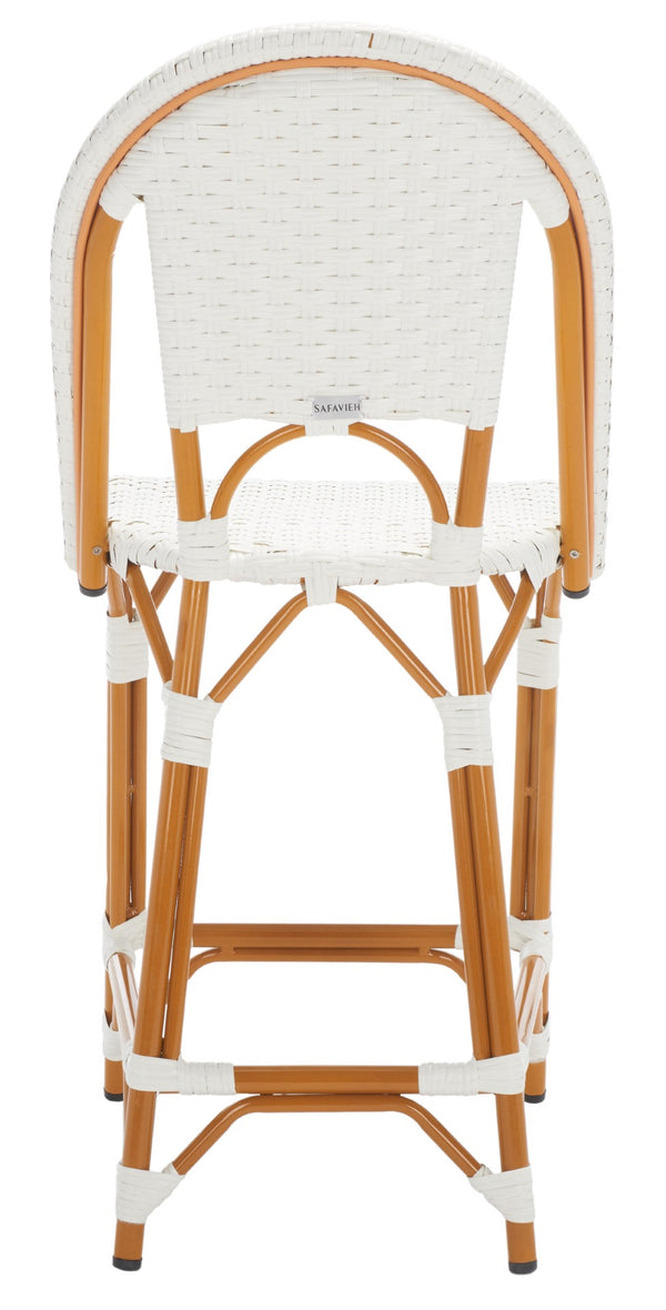 Safavieh CALIFORNIA Counter Stool - Stylish Outdoor Dining Chair with Ergonomic Design for All-Weather Use White PAT7532C