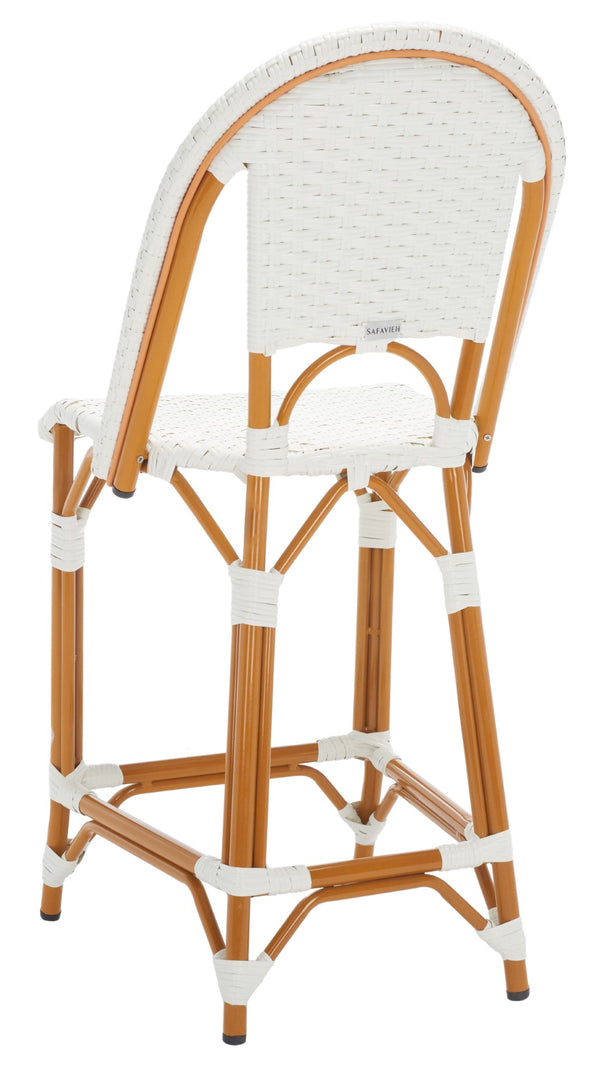 Safavieh CALIFORNIA Counter Stool - Stylish Outdoor Dining Chair with Ergonomic Design for All-Weather Use White PAT7532C