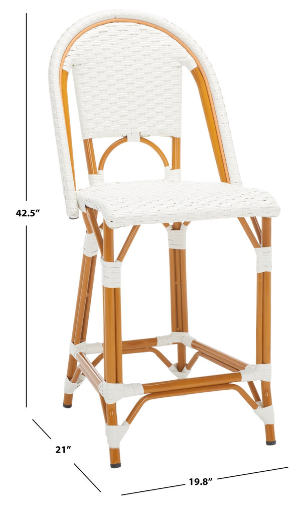 Safavieh CALIFORNIA Counter Stool - Stylish Outdoor Dining Chair with Ergonomic Design for All-Weather Use White PAT7532C