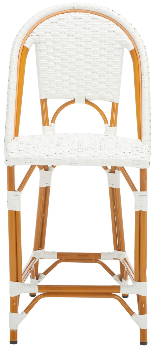 Safavieh CALIFORNIA Counter Stool - Stylish Outdoor Dining Chair with Ergonomic Design for All-Weather Use White PAT7532C