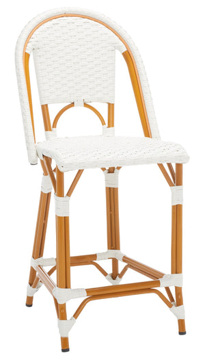 Safavieh CALIFORNIA Counter Stool - Stylish Outdoor Dining Chair with Ergonomic Design for All-Weather Use White PAT7532C