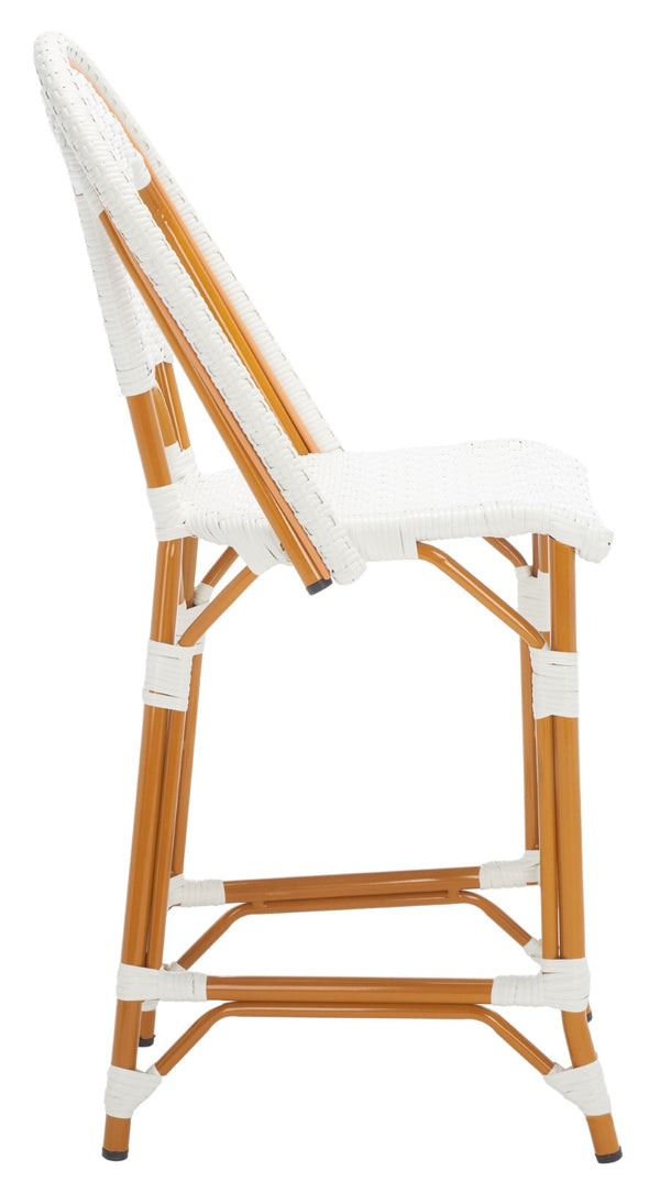 Safavieh CALIFORNIA Counter Stool - Stylish Outdoor Dining Chair with Ergonomic Design for All-Weather Use White PAT7532C