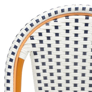 Safavieh CALIFORNIA Counter Stool - Stylish Outdoor Dining Chair with Ergonomic Design for All-Weather Use White / Navy PAT7532D