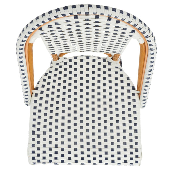 Safavieh CALIFORNIA Counter Stool - Stylish Outdoor Dining Chair with Ergonomic Design for All-Weather Use White / Navy PAT7532D