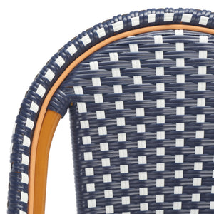 Safavieh CALIFORNIA Counter Stool - Stylish Outdoor Dining Chair with Ergonomic Design for All-Weather Use Navy / White PAT7532E