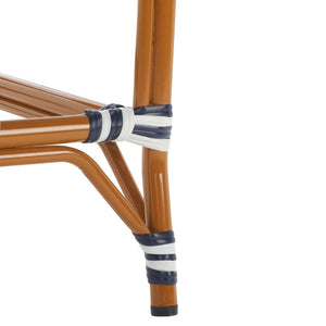 Safavieh CALIFORNIA Counter Stool - Stylish Outdoor Dining Chair with Ergonomic Design for All-Weather Use Navy / White PAT7532E