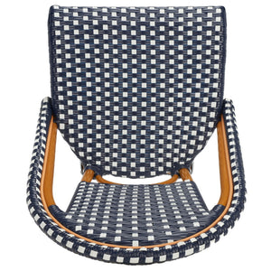 Safavieh CALIFORNIA Counter Stool - Stylish Outdoor Dining Chair with Ergonomic Design for All-Weather Use Navy / White PAT7532E