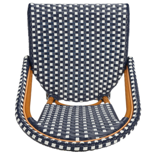 Safavieh CALIFORNIA Counter Stool - Stylish Outdoor Dining Chair with Ergonomic Design for All-Weather Use Navy / White PAT7532E